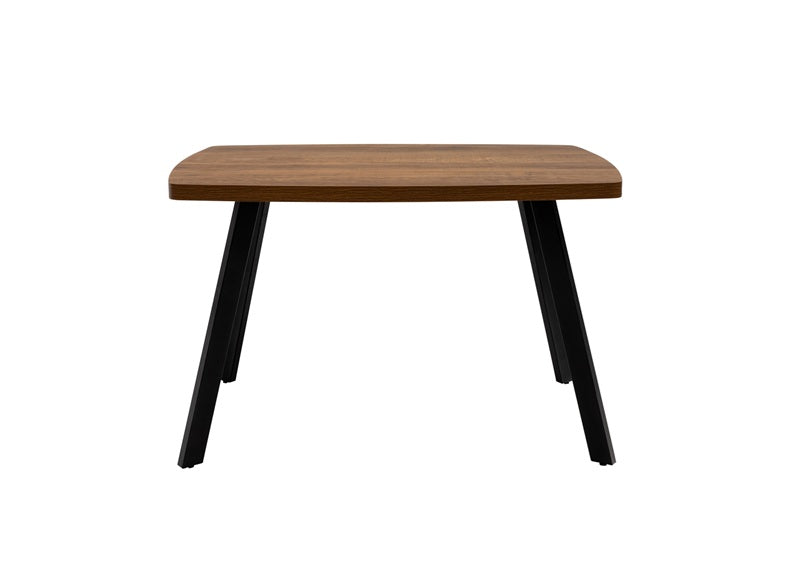 Panama Dark Oak Fixed Dining Tables – Contemporary Design with Curved Edges and Black Steel Legs