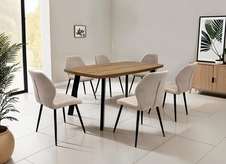 Panama 1.6 m Fixed Dining Table W/Conway Fabric Chairs