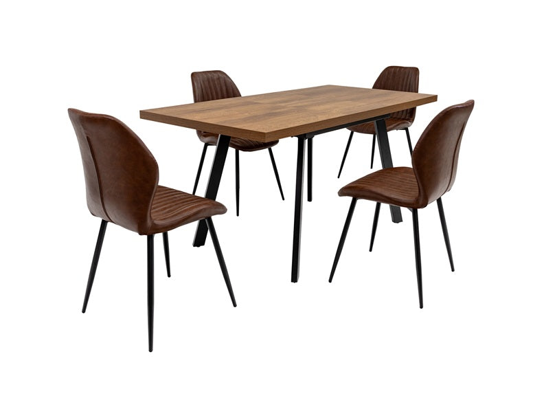 PANAMA Dark Oak Rectangular Extending Dining Tables & Fontana Chairs – Modern Design with X-Shaped Legs