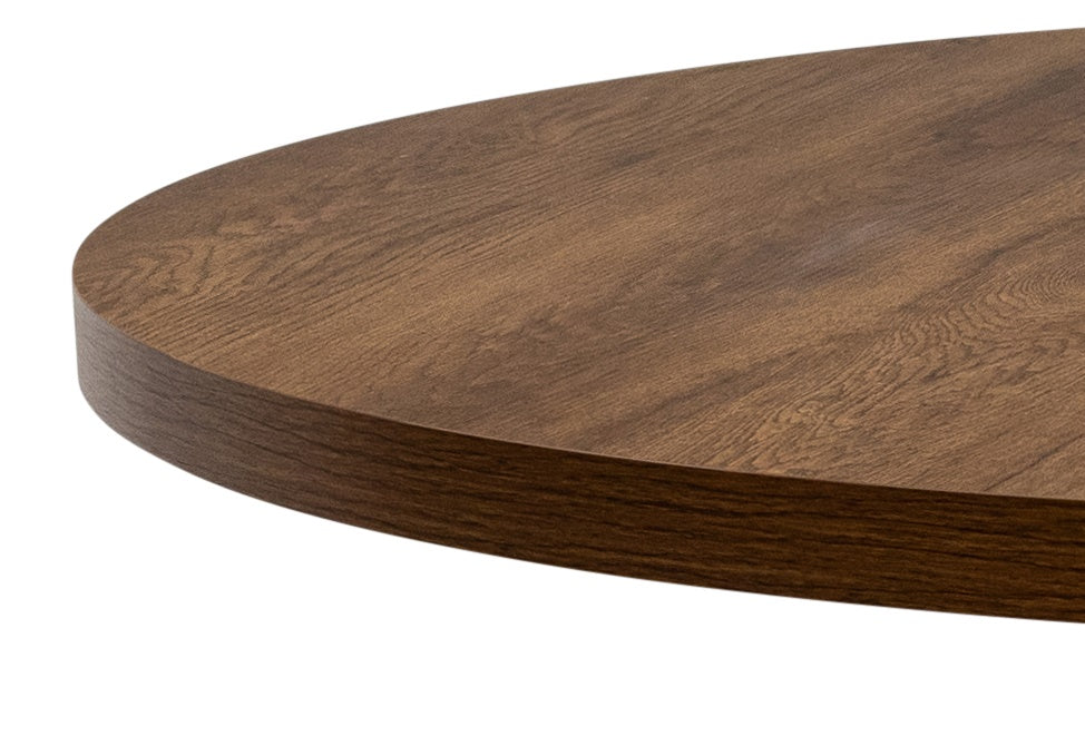 Panama Dark Oak 1.1m Round Dining Table – Contemporary Design with Black Powder-Coated Legs