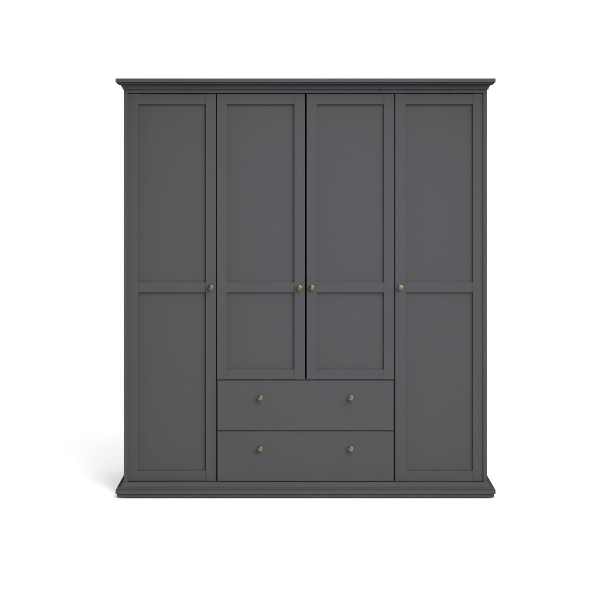Paris Wardrobe with 4 doors + 2 drawers - Grey
