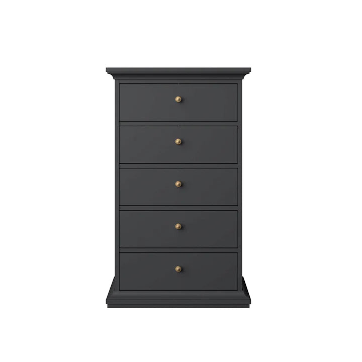 Paris 5 Drawer Chest - Grey