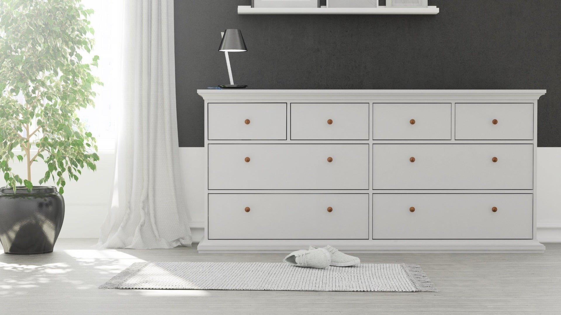 Paris 8 Drawer Chest - White