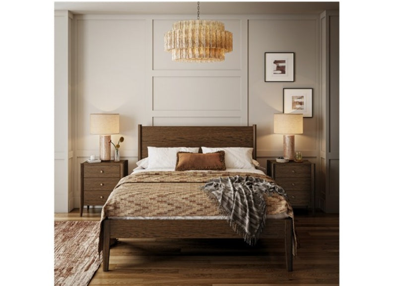 Paris Brown Bed Frame with Tapered Legs – Stylish Modern Bedroom Furniture