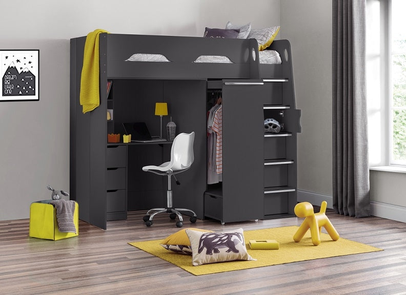 Pegasus Anthracite High Sleeper Bedroom