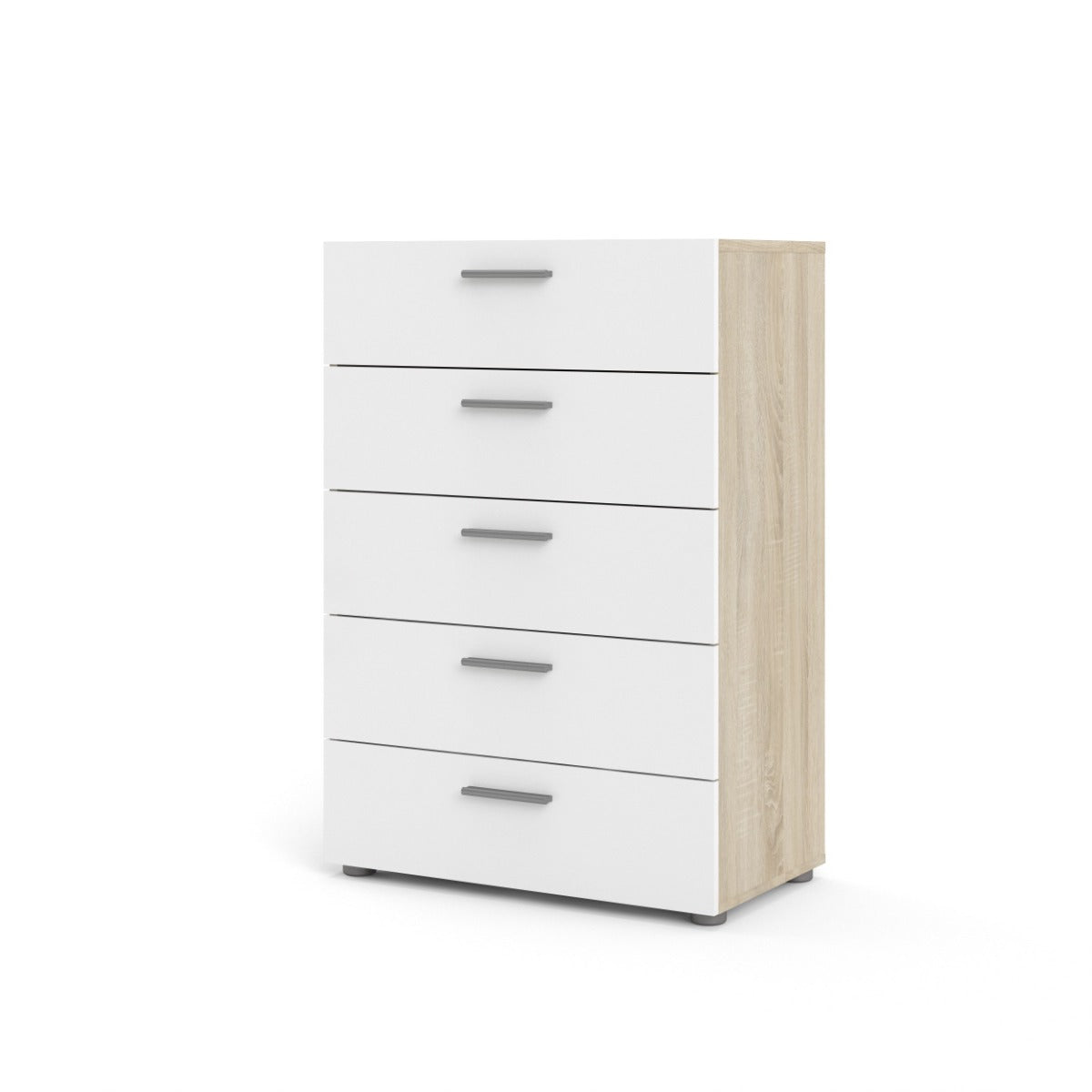 Pepe 5 Drawer Chest - Oak with White High Gloss