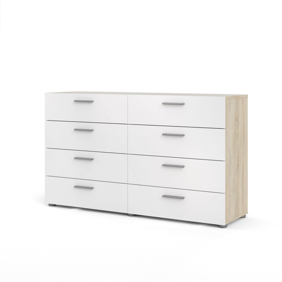 Pepe 8 Drawer Chest - Oak with White High Gloss