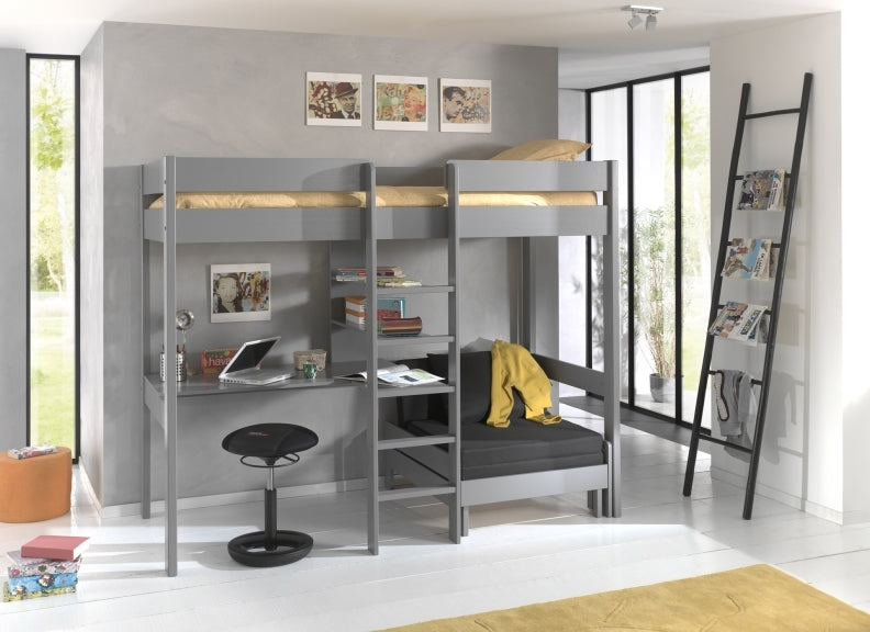 Pino Grey High Sleeper With Sofa Open