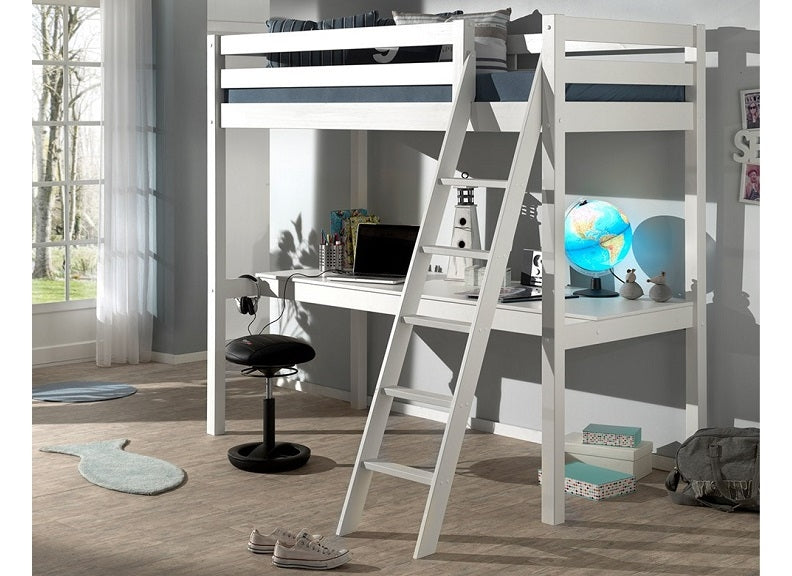 Pino White Double High Sleeper Room With Desk  Room