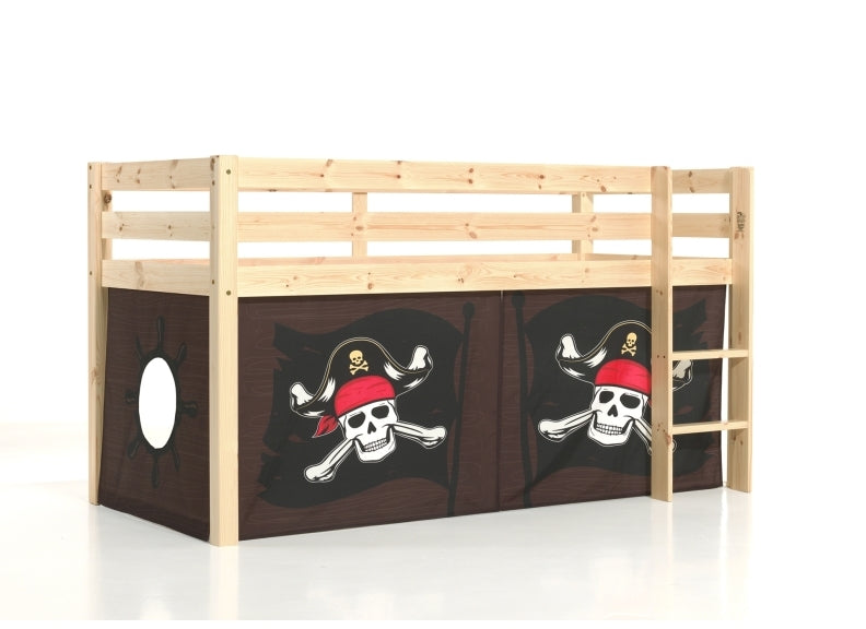 Pino Natural Wood Mid-Sleeper W/Optional Curtain & Slide