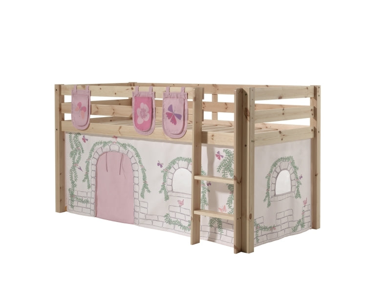 Pino Natural Wood Mid-Sleeper W/Optional Curtain & Slide