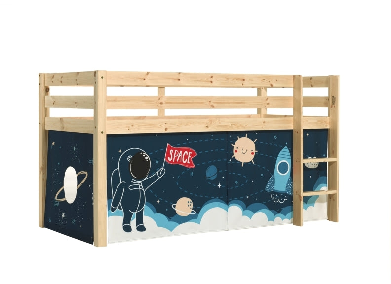Pino Natural Wood Mid-Sleeper W/Optional Curtain & Slide