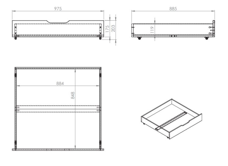 Pino Double Drawers - dims