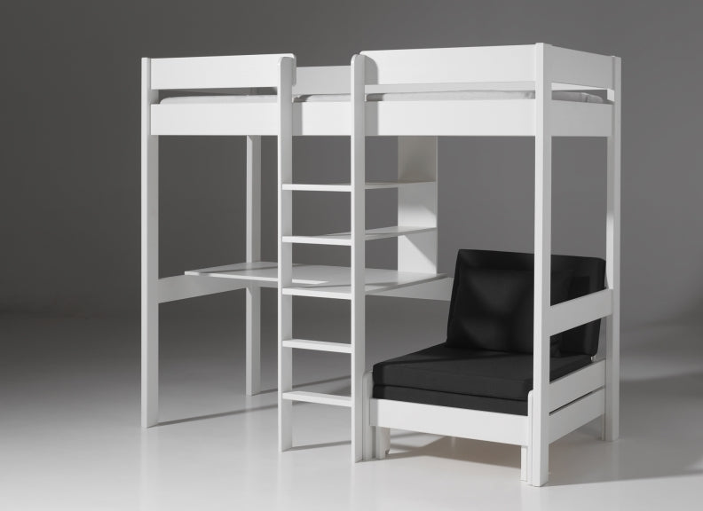 Pino White High Sleeper With Sofa Closed
