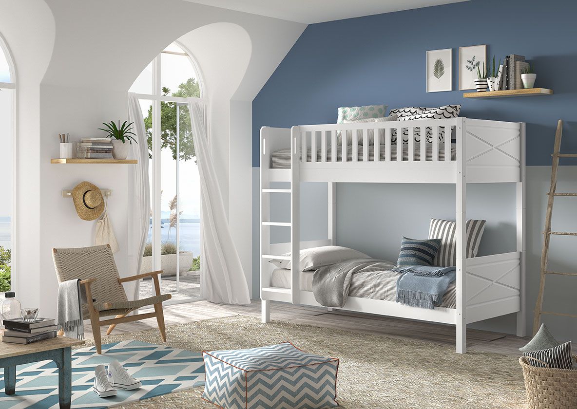 SCOTT Bunk Bed 90 x 200 cm in White – Solid Pine, Space-Saving Design | Free Nationwide Delivery by Homeline Furniture