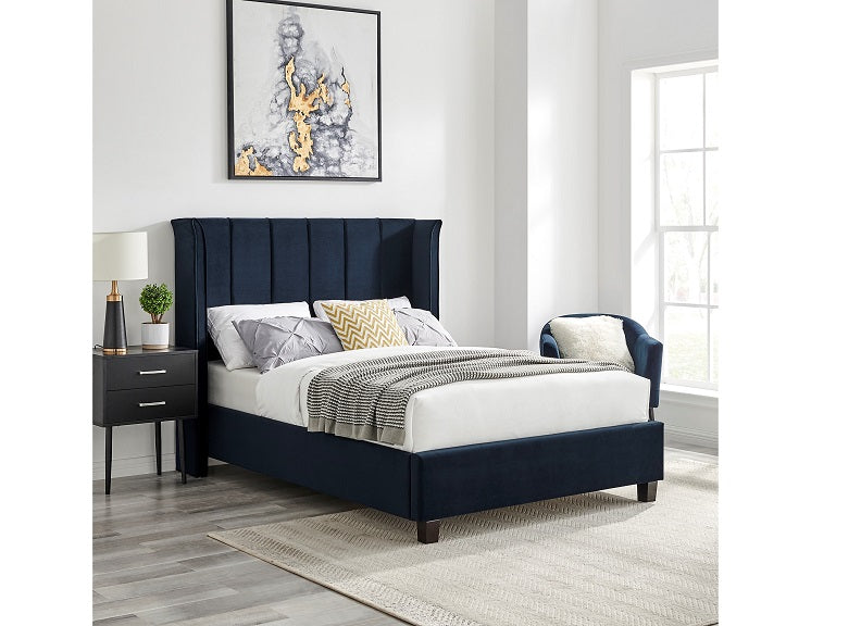Colwood Blue Velvet Bed - 1