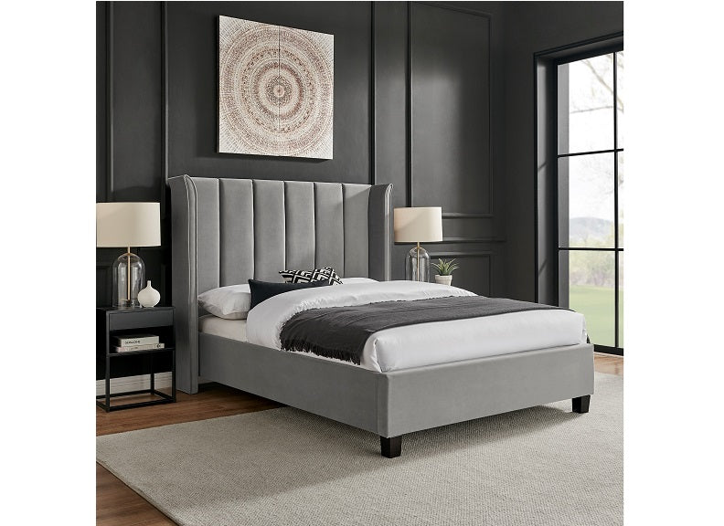 Colwood Silver Velvet Bed - 1
