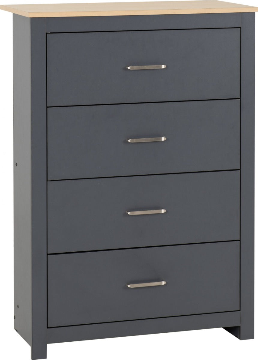 Portland 4 Drawer Chest Grey/Oak Effect