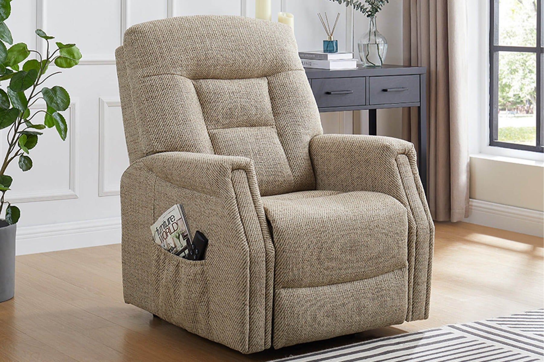 Prescot Electric Lift & Rise Chair in Dark Grey or Oatmeal – Dual Motor Recliner for Maximum Comfort – Free Nationwide Delivery