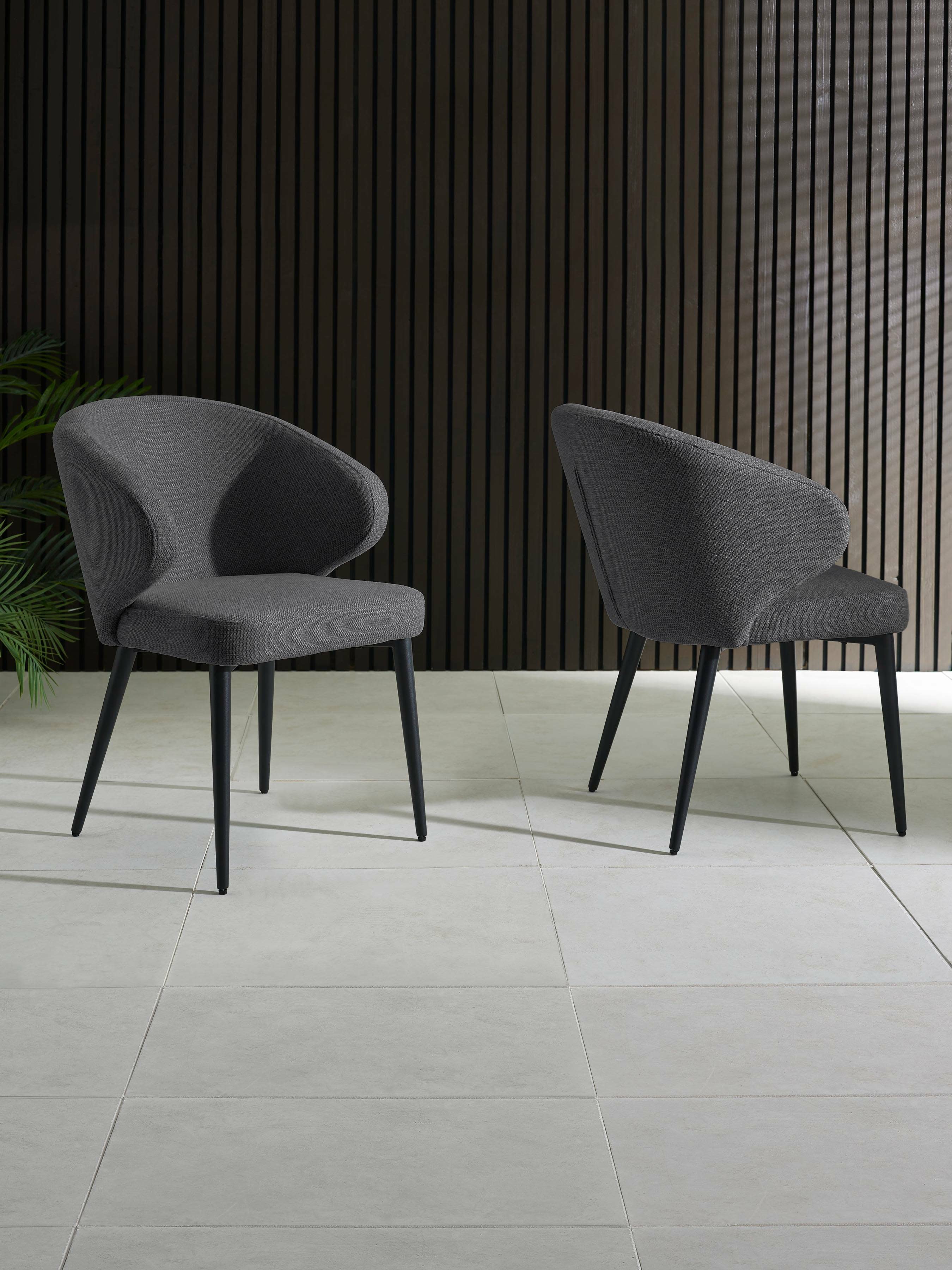 Set of 2 Marcus Mid Grey Fabric Dining Chairs