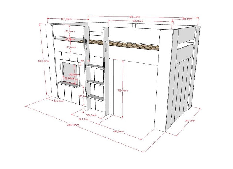 Reno Mid sleeper W/Optional Curtains