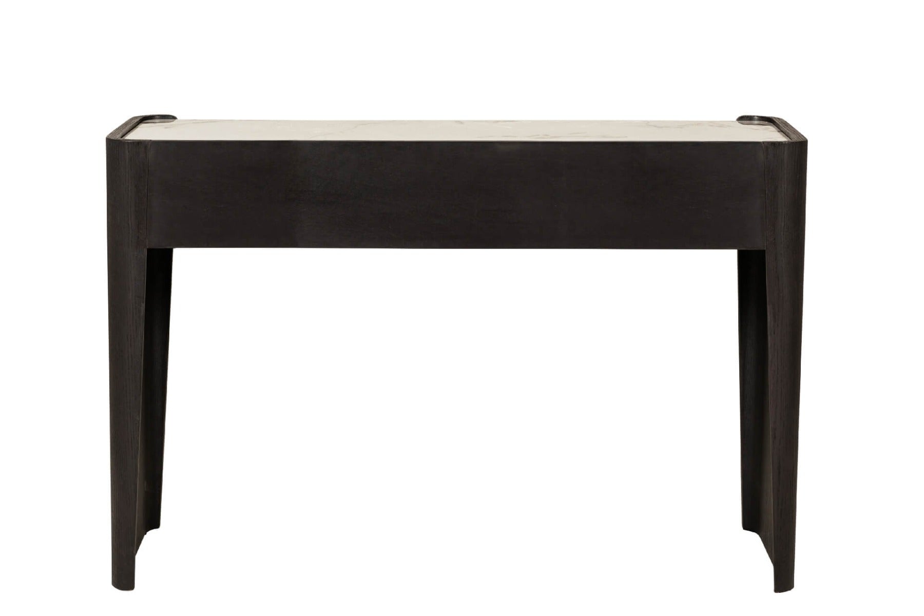 Rhodes 2 Drawer Dressing Table in Ebony – Luxury Dressing Table with Sintered Stone Top and Copper Handles
