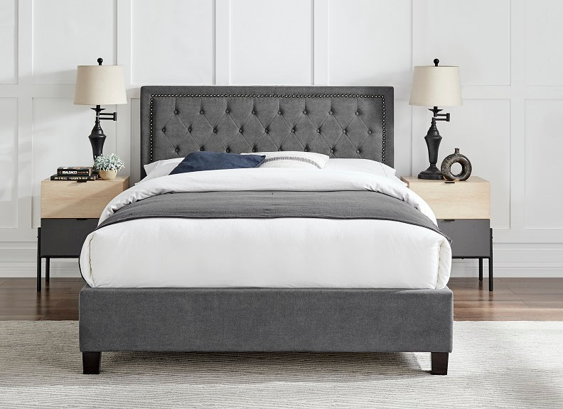 Rhea Dark Grey Bed - front