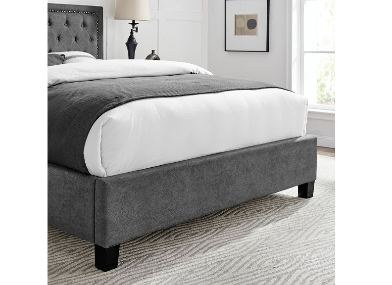 Rhea Dark Grey Bed - foot
