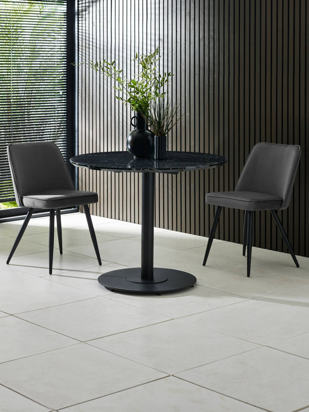 Luca 80cm Round Dining Table - Black