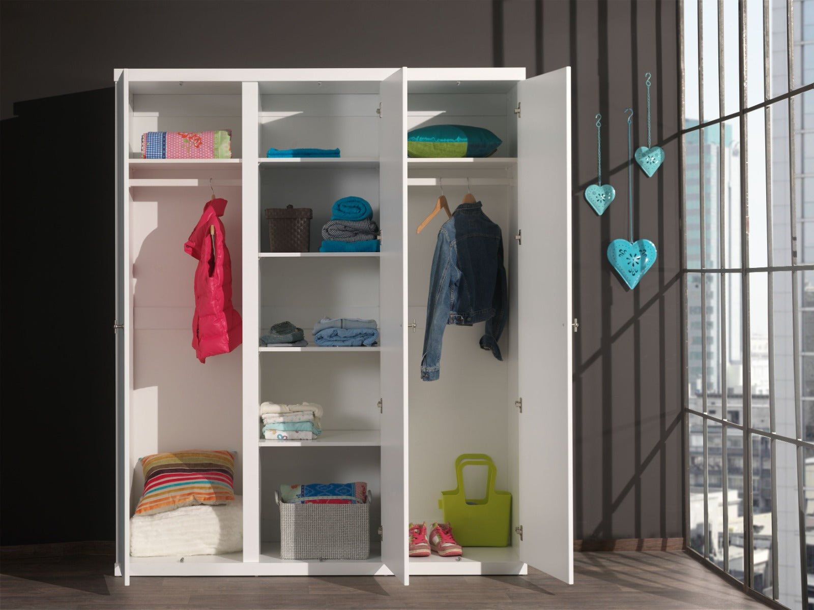 ROBIN 3 DOOR WARDROBE WHITE