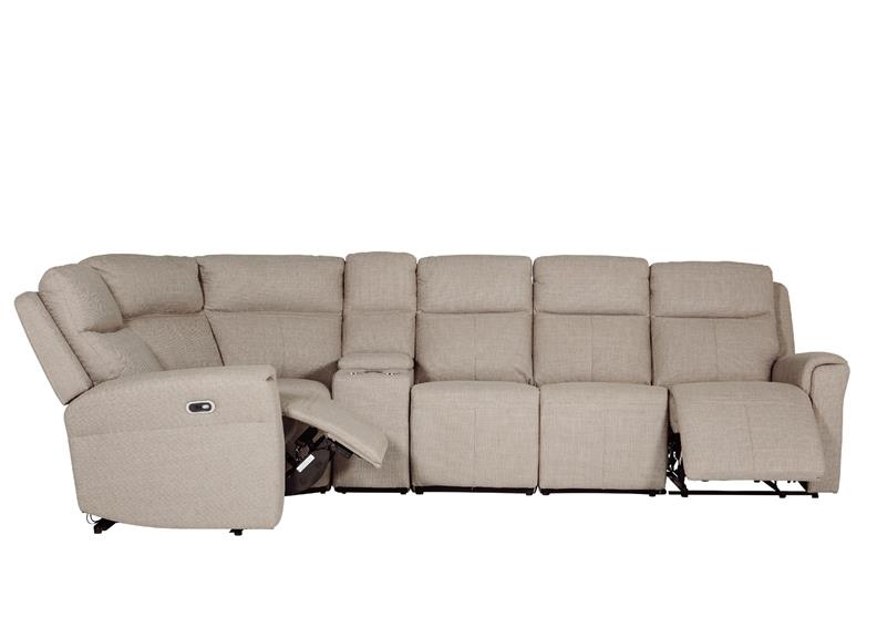Russo Corner Group Electric Fabric Recliner (4pcs) - Mushroom