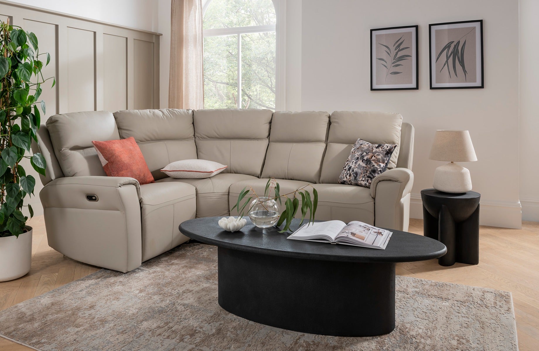 Russo Corner Group Electric Leather Recliner (4pcs) -  Stone (Pre-order for August delivery)