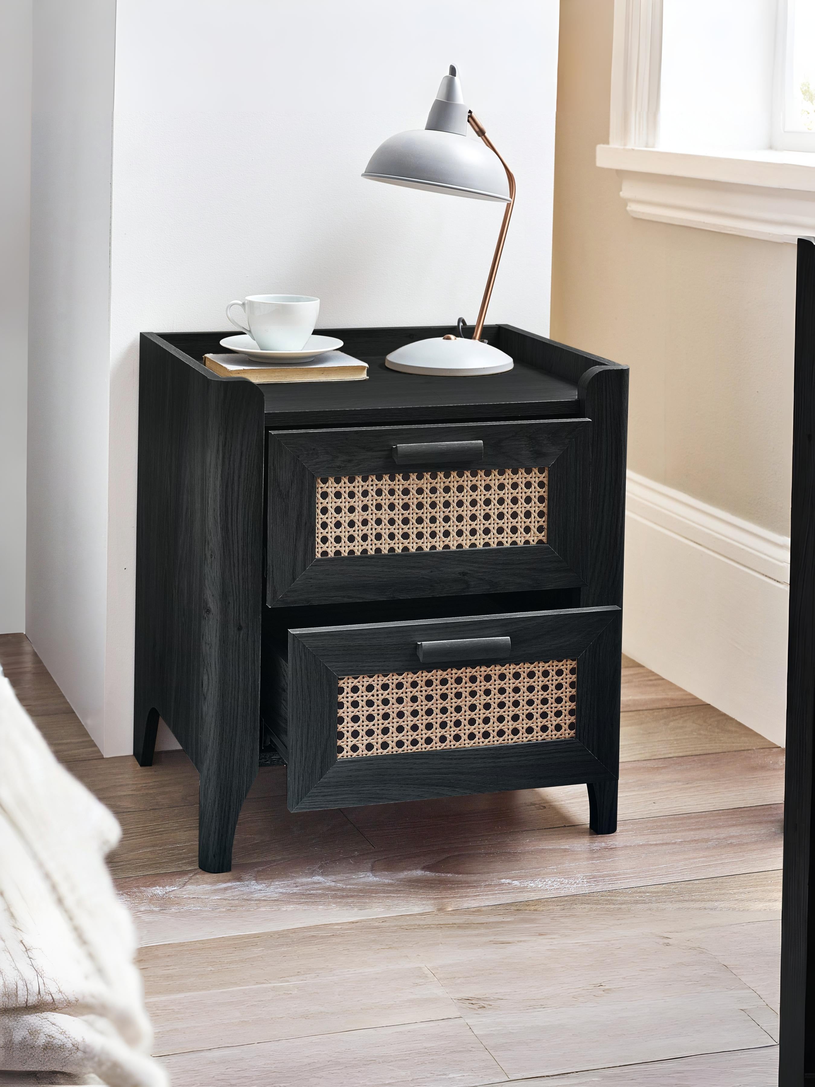 Sydney 2 Drawer Bedside - Black Ash
