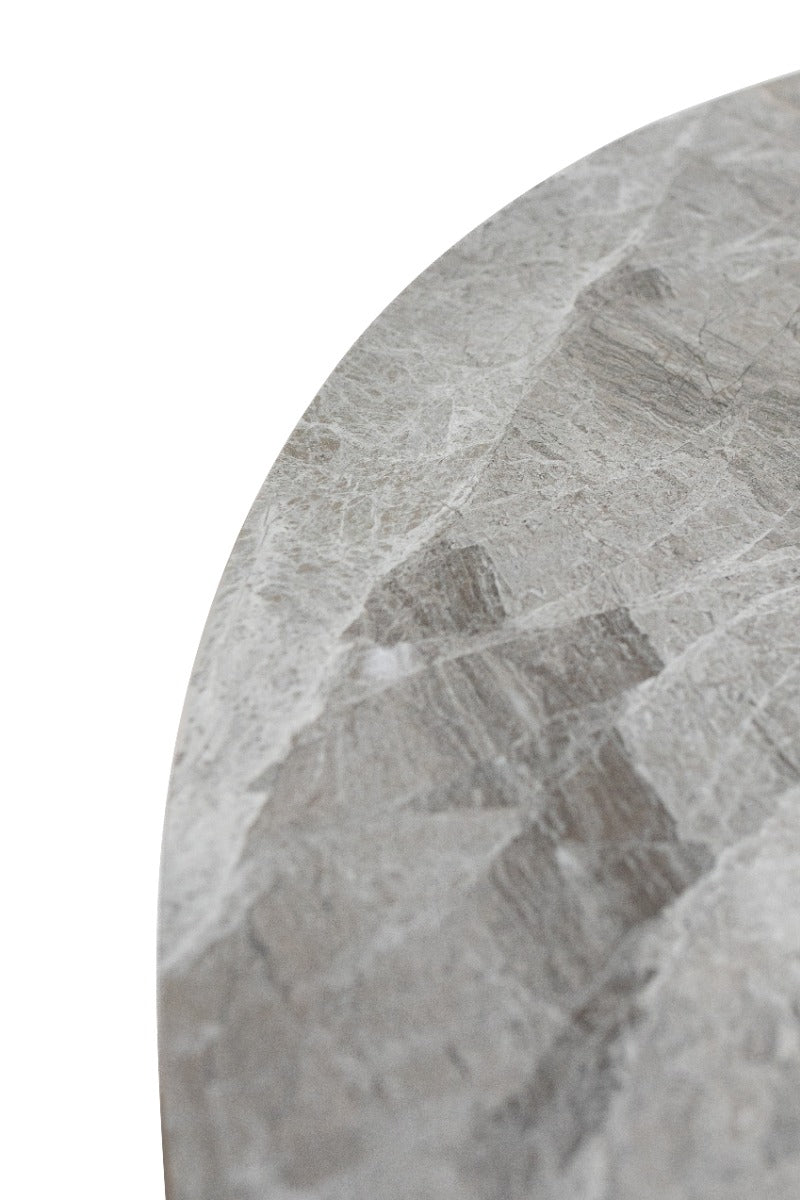Saldini Italy Grey Stone 1.1m Round Dining Table – Marble Effect, Modern Industrial Design