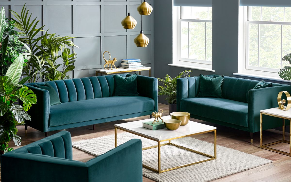 Salma Teal Sofas - room
