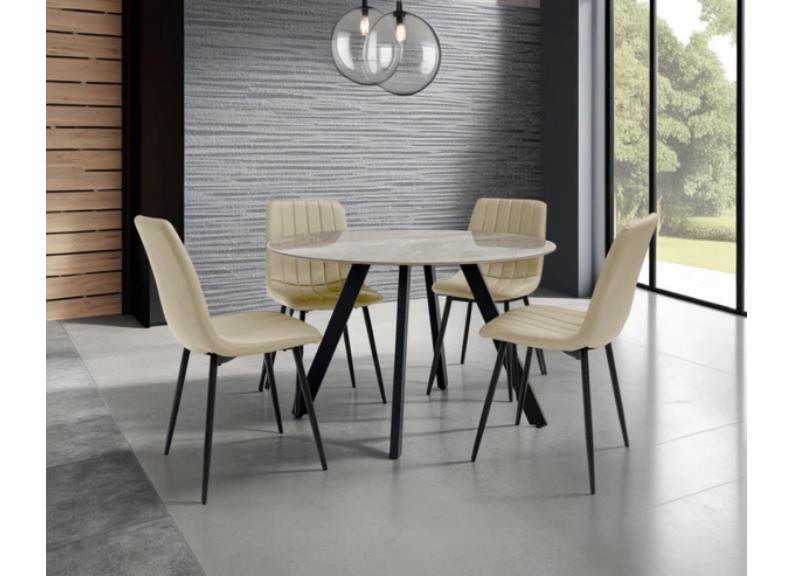 Saldini Round Table W/618 Stone PU Chairs