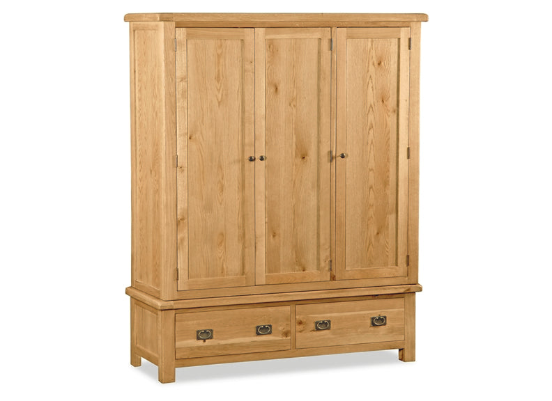 Spacious Salisbury Oak Triple Wardrobe for Elegant Storage