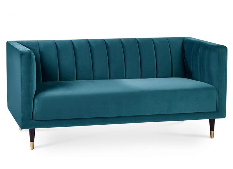 Salma Scalloped 3+2+1 Sofas - Teal | Luxurious Velvet Sofas with Brass Tip Legs