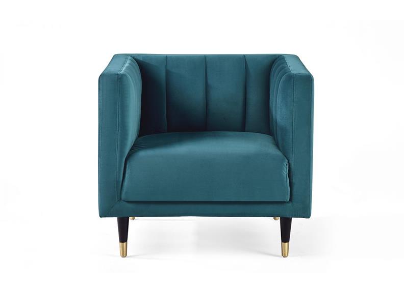Salma Scalloped 3+2+1 Sofas - Teal | Luxurious Velvet Sofas with Brass Tip Legs