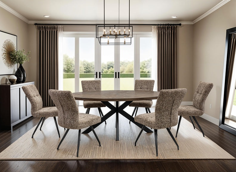 Samara Dark wood Oval Table With Arabella Fabric Chairs