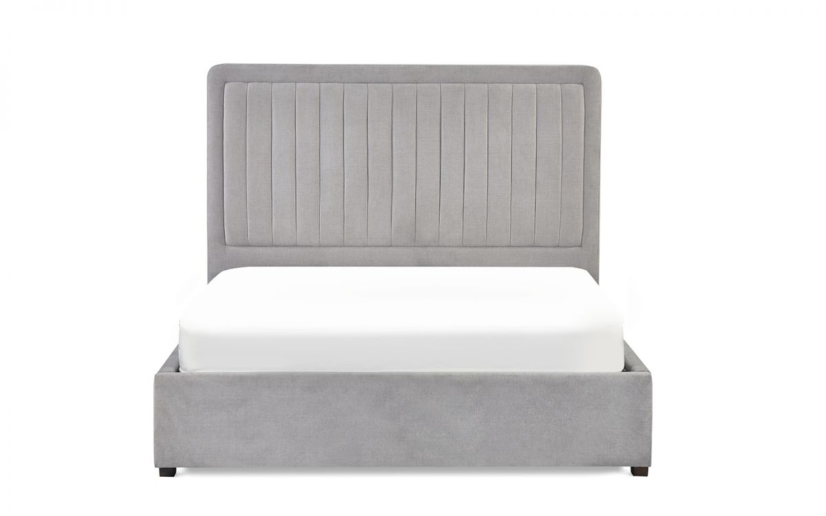 Savannah Double Bed 150cm - Grey | Velvet Upholstered Bed with Storage Drawer