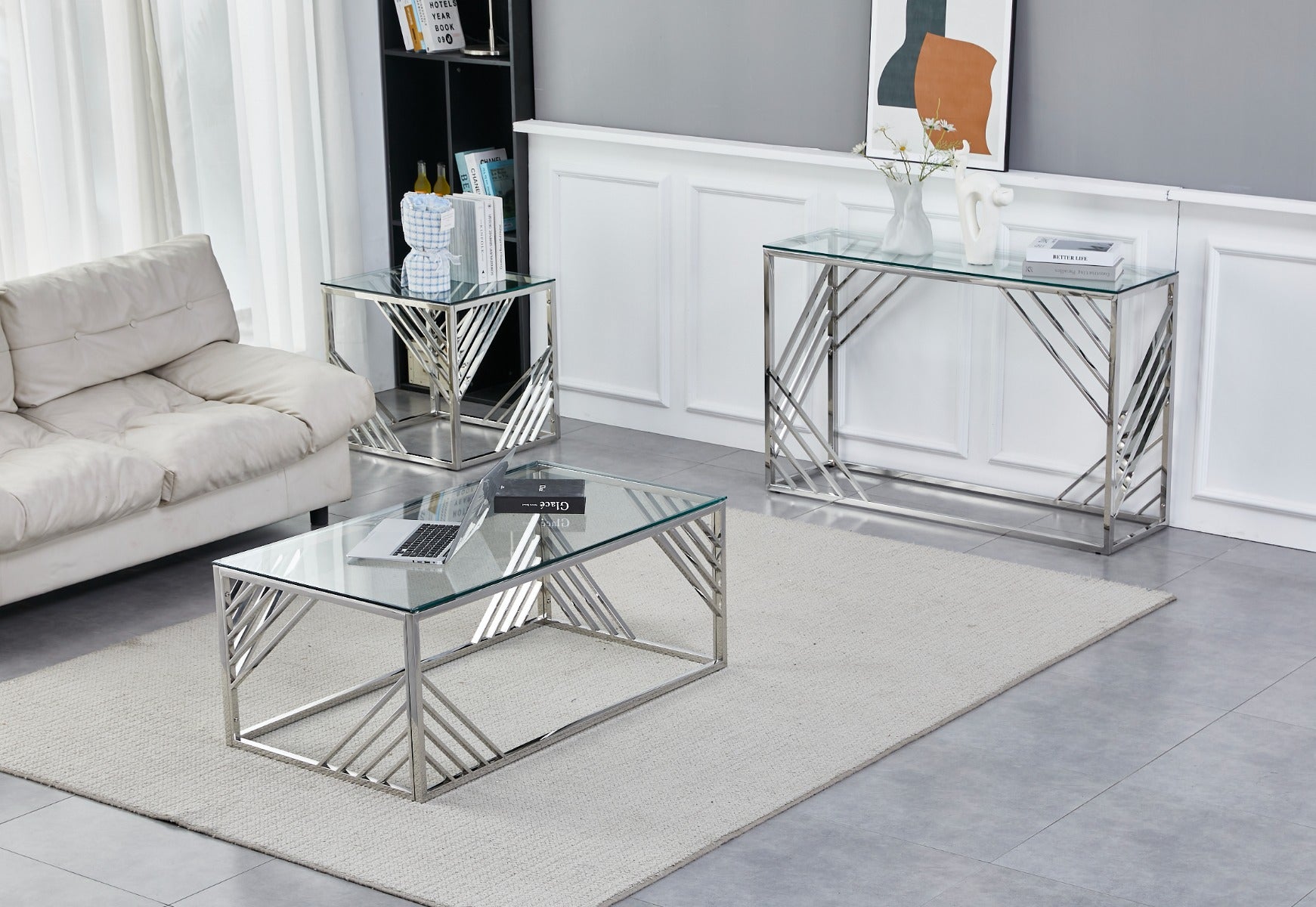 Serene Stainless Steel Console Table