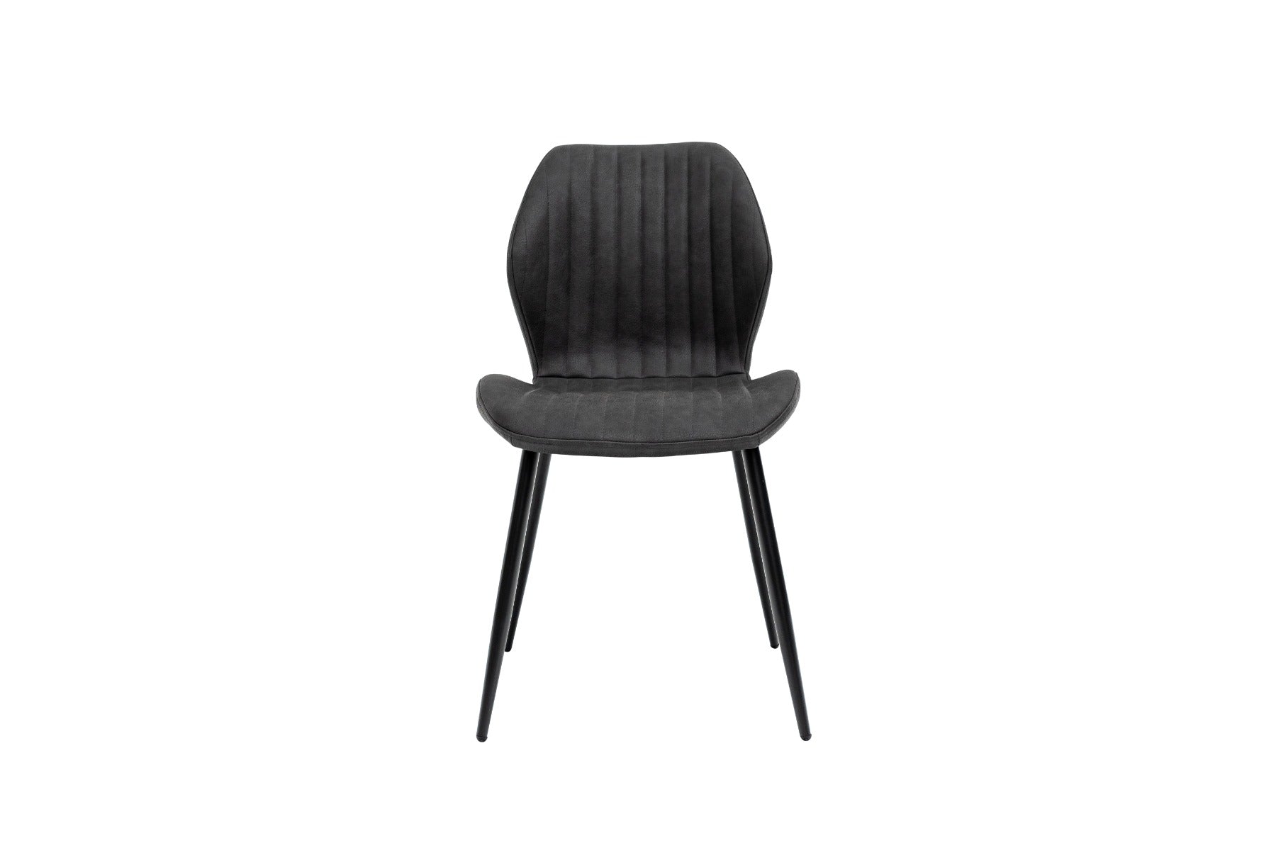 Sheldon Charcoal Faux Leather Dining Chair – Curved Design, Elegant Style