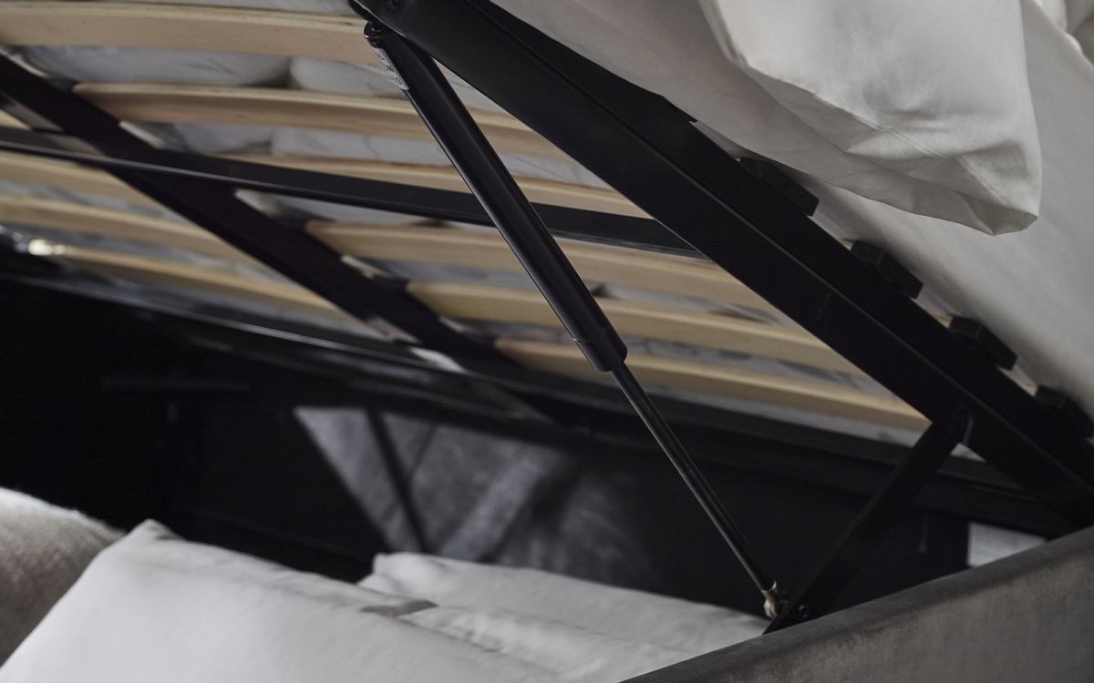 Shoreditch High Headboard Lift-Up Storage Bed 135cm | Luxurious Slate Grey Velvet with Ample Storage