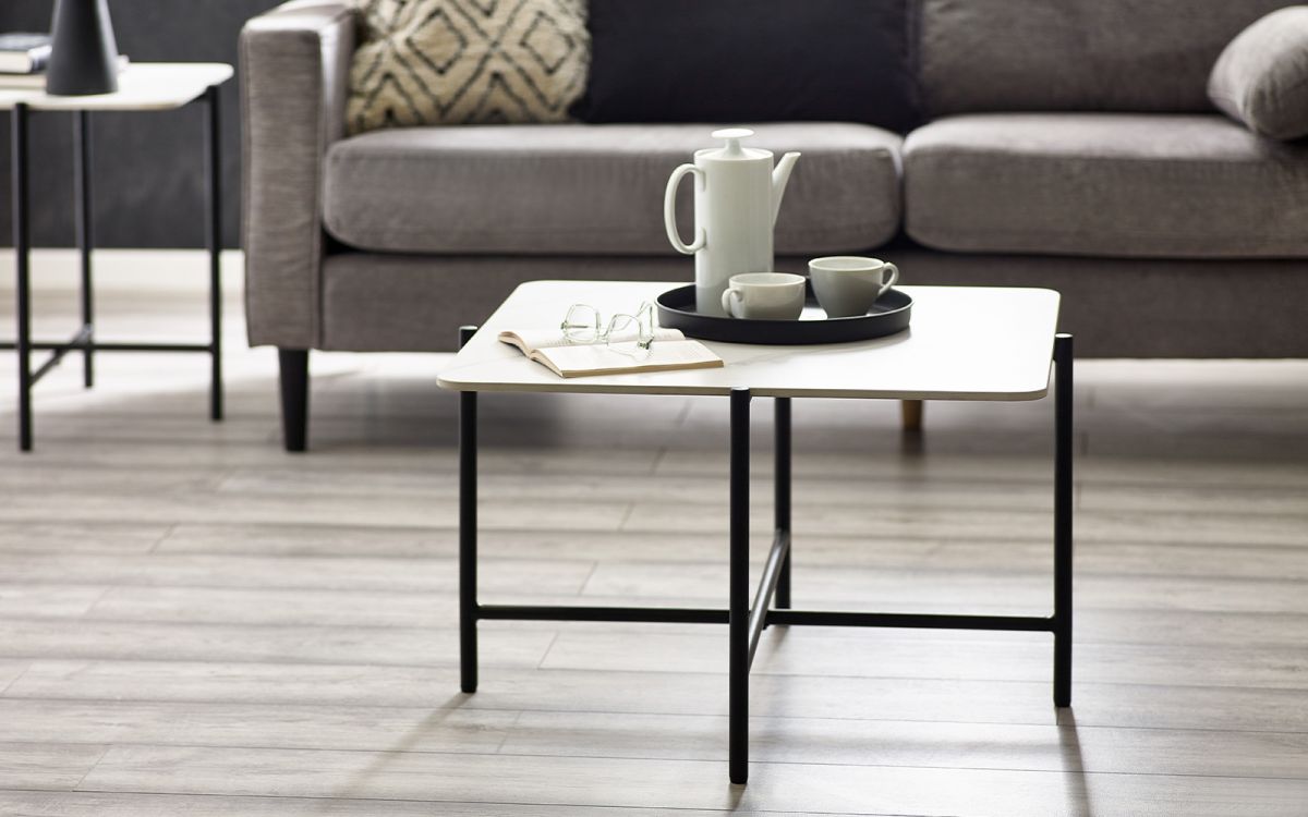 Siena White Marbled Sintered Stone Square Coffee Table | Timeless Design & Impressive Centrepiece