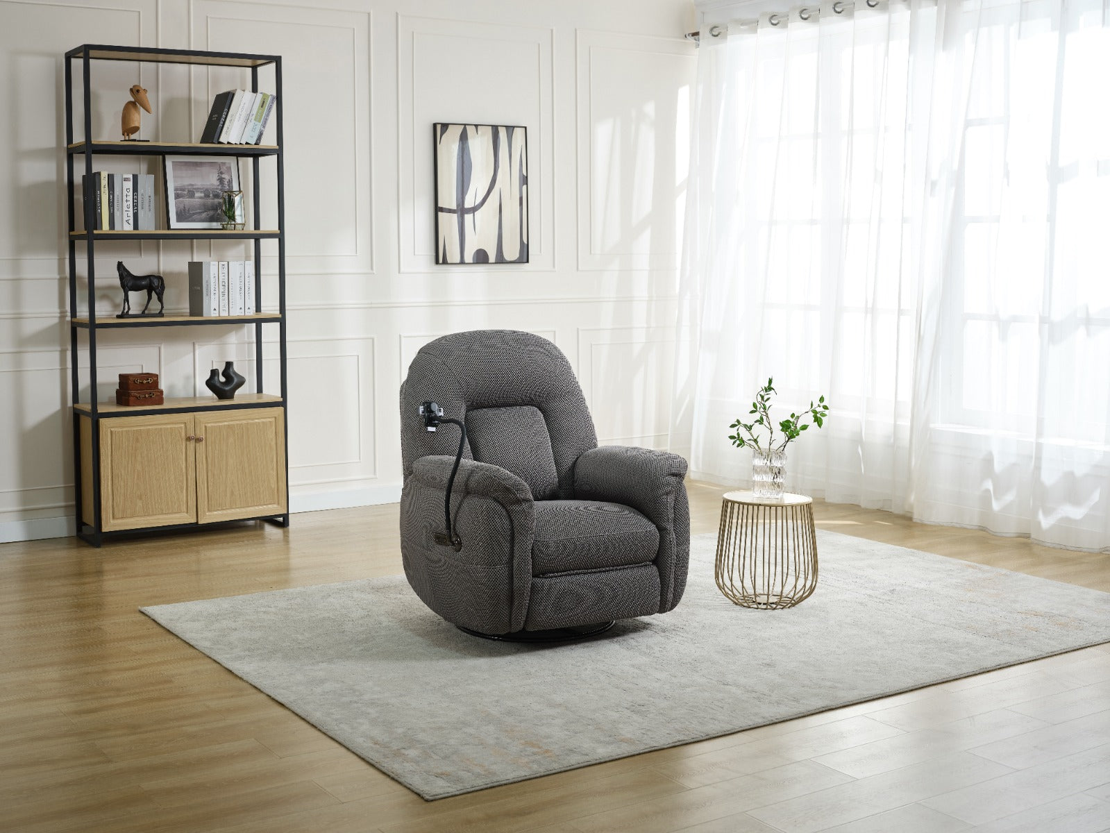 Sienna Reclining Chair with Phone Holder in Grey – Luxurious Comfort with Adjustable Recline | Free Nationwide Delivery by Homeline Furniture