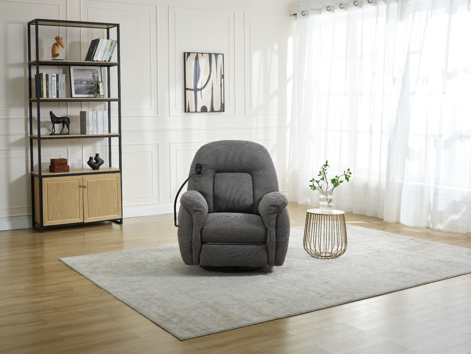 Sienna Reclining Chair with Phone Holder in Grey – Luxurious Comfort with Adjustable Recline | Free Nationwide Delivery by Homeline Furniture