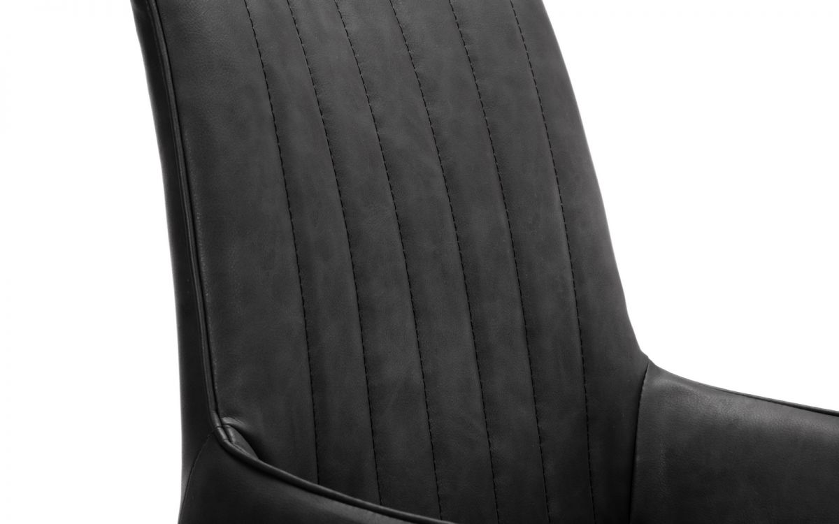 Soho Dining Chair | Antique Black Faux Leather & Metal Frame
