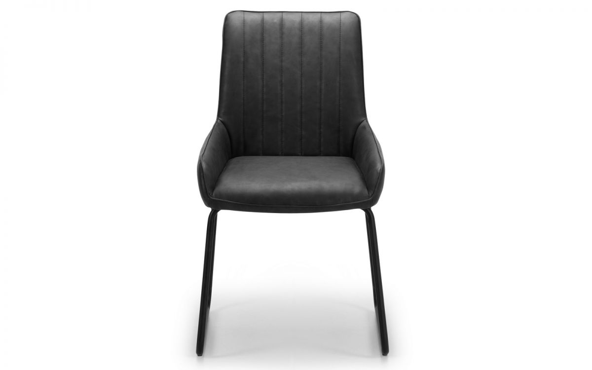 Soho Dining Chair | Antique Black Faux Leather & Metal Frame