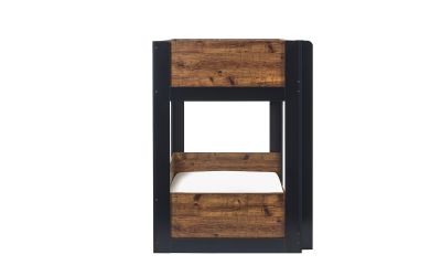 Solomon Bunk Bed - Rustic Wood & Black Finish with Glow-in-the-Dark Steps | Stylish & Safe